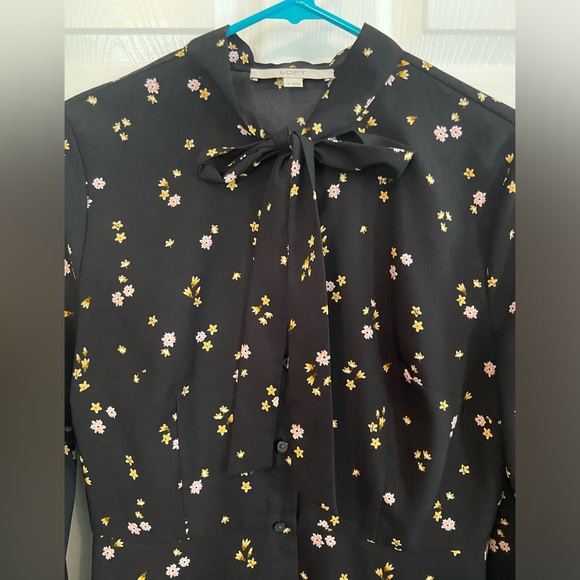 LOFT black long sleeve dress with yellow/pink floral print, size 4 - Picture 2 of 3